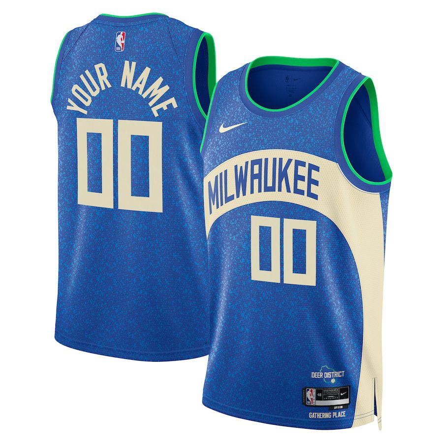 Men Milwaukee Bucks Nike Royal City Edition 2023-24 Custom Swingman NBA Jersey
